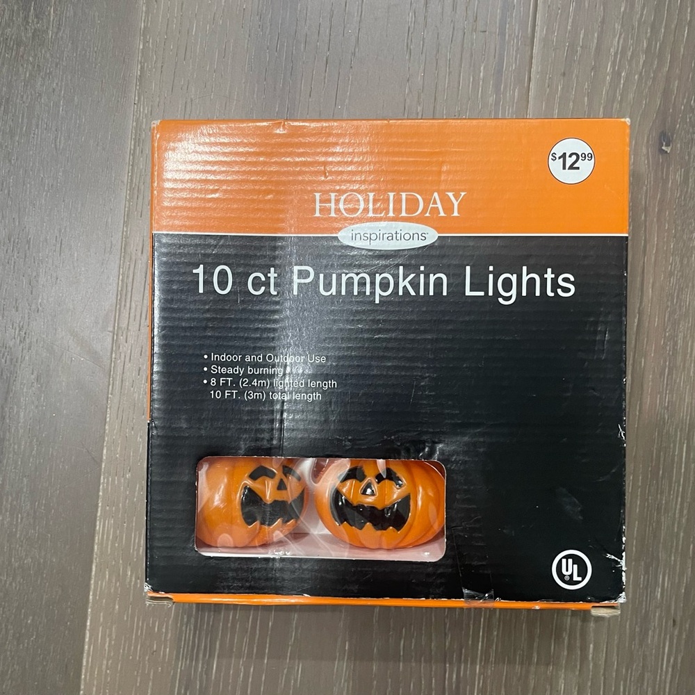 Holiday inspirations retro pumpkin lights. 10 count. NWT